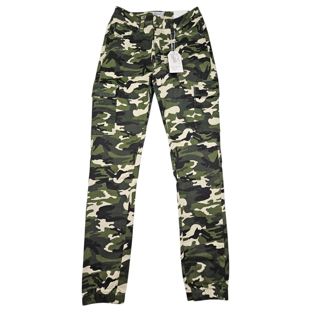 NWT Track 23 High Rise Skinny Cargo Jogger Pants Camo Olive Green Sz 5